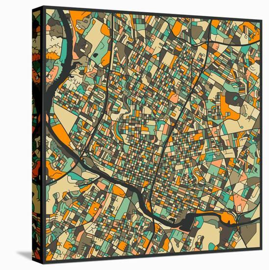 Austin Map-Jazzberry Blue-Stretched Canvas