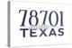 Austin, Texas - 78701 Zip Code (Blue)-Lantern Press-Stretched Canvas