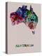 Australia Color Splatter Map-NaxArt-Stretched Canvas