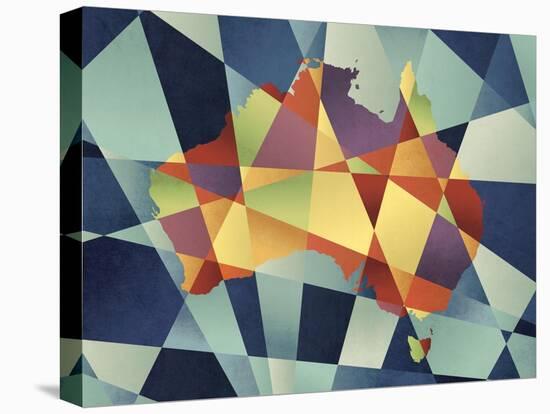 Australia Geometric Retro Map-Tompsett Michael-Stretched Canvas