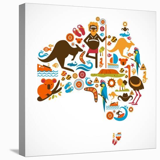 Australia Map-Marish-Stretched Canvas