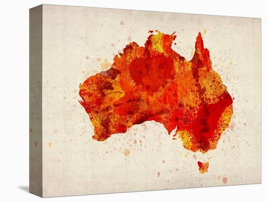 Australia Paint Splashes Map-Michael Tompsett-Stretched Canvas