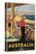 Australia Travel Poster, Beach-null-Stretched Canvas