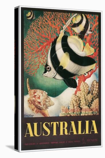 Australia Travel Poster, Great Barrier Reef-null-Stretched Canvas