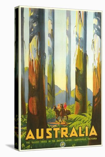 Australia Travel Poster, Trees-null-Stretched Canvas