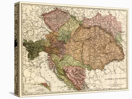 Austria-Hungary - Panoramic Map-Lantern Press-Stretched Canvas