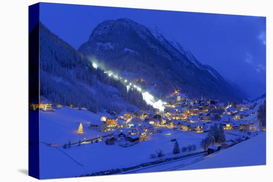 Austria, Ischgl, Local Overview, Winter, by Night,-Ludwig Mallaun-Premier Image Canvas