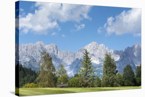 Austria, Tyrol, scenery Reith bei Kitzbuehel, in the background the Kaiser Mountains-Roland T. Frank-Stretched Canvas