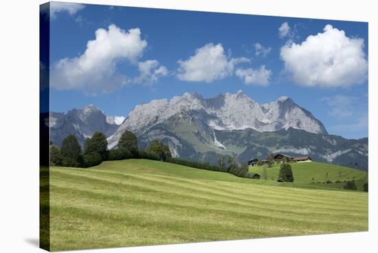 Austria, Tyrol, scenery Reith bei Kitzbuehel, in the background the Kaiser Mountains-Roland T. Frank-Stretched Canvas