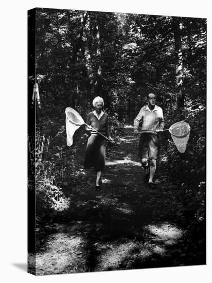 Author Vladimir Nabokov and His Wife Vera Chasing Butterflies-Carl Mydans-Premier Image Canvas