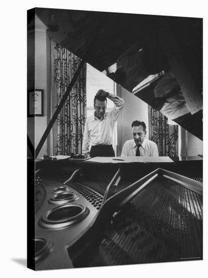 Authors of "My Fair Lady", Allan Jay Lerner and Frederick Loewe, at Piano Working on Music-Gordon Parks-Premier Image Canvas