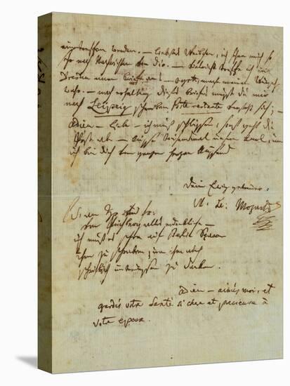 Autograph Letter Signed by Wolfgang Amadeus Mozart (1756-1791) and Sent to His Wife Constanze,…-null-Premier Image Canvas