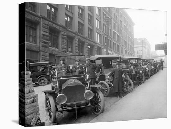 Automobiles at Second Avenue and Cherry Street, Seattle, 1909-Ashael Curtis-Premier Image Canvas