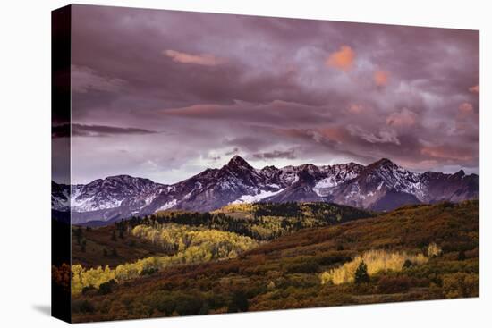 Autumn, aspen trees and Sneffels Range at sunset, Mount Sneffels Wilderness. Colorado-Adam Jones-Premier Image Canvas