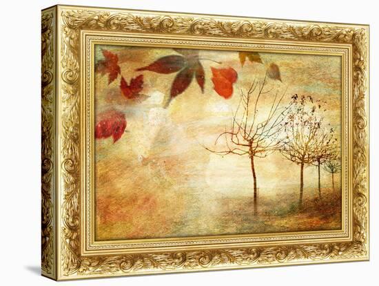 Autumn - Beautiful Painting In Gilded Frame-Maugli-l-Stretched Canvas