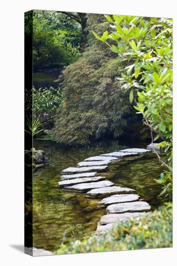 Autumn Color, Stepping Stones, Butchard Gardens, Victoria, British Columbia, Canada-Terry Eggers-Premier Image Canvas