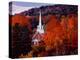 Autumn Colors and First Baptist Church of South Londonderry, Vermont, USA-Charles Sleicher-Premier Image Canvas