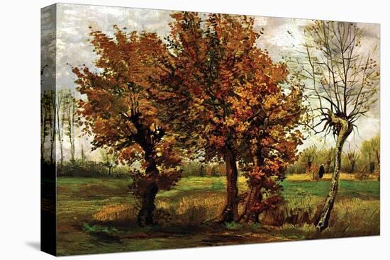 Autumn Landscape with Four Trees-Vincent van Gogh-Stretched Canvas