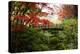 Autumn leaves on trees and footbridge, Japanese garden, Portland, Oregon, USA-Panoramic Images-Premier Image Canvas