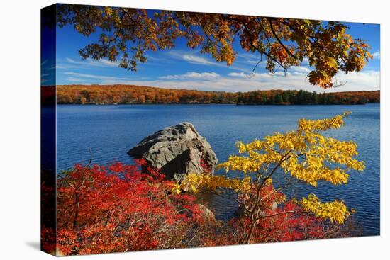 Autumn Mountain with Lake View and Colorful Foliage in Forest.-Songquan Deng-Premier Image Canvas
