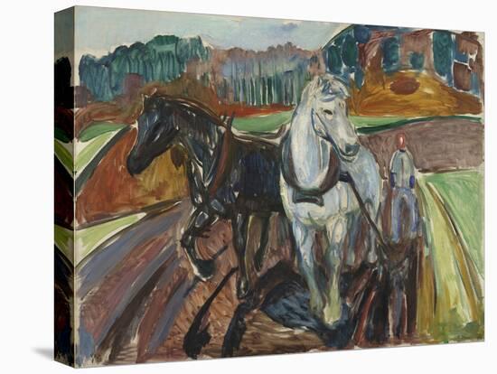 Autumn Ploughing 1919-Edvard Munch-Stretched Canvas