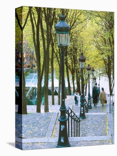 Autumn, Rue De Foyatier Steps to the Place Du Sacre Coeur, Montmartre, Paris, France-Walter Bibikow-Premier Image Canvas