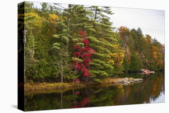 Autumnal trees along river, Muskoka, Ontario, Canada-Panoramic Images-Premier Image Canvas