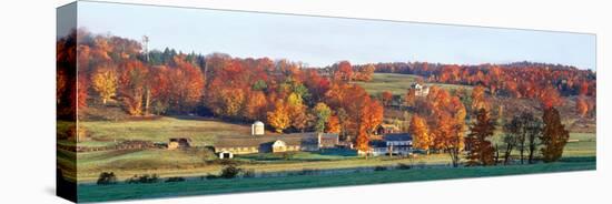 Autumnal trees in farm, Wilmington, Vermont, USA-Panoramic Images-Premier Image Canvas