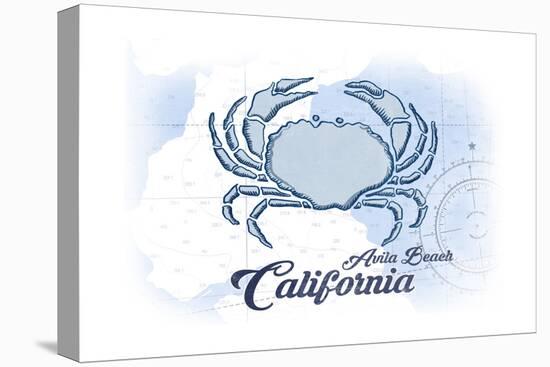 Avila Beach, California - Crab - Blue - Coastal Icon-Lantern Press-Stretched Canvas