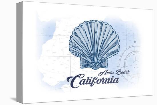 Avila Beach, California - Scallop Shell - Blue - Coastal Icon-Lantern Press-Stretched Canvas