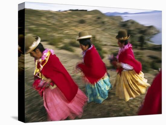 Aymara Women Dance and Spin in Festival of San Andres Celebration, Isla Del Sol, Bolivia-Andrew Watson-Premier Image Canvas