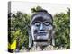 Ayutthaya, black Buddha in the Lotus petals at Wat Thammikarat-Terry Eggers-Premier Image Canvas