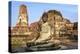 Ayutthaya, Thailand. Large Buddha at Wat Phra Mahathat, Ayutthaya Historical Park, near Bangkok-Miva Stock-Premier Image Canvas