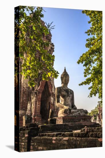 Ayutthaya, Thailand. Large Buddha at Wat Phra Mahathat, Ayutthaya Historical Park, near Bangkok.-Miva Stock-Premier Image Canvas