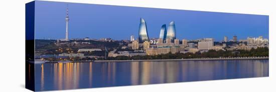 Azerbaijan, Baku, View of the Flame Towers Reflecting in the Caspian Sea-Jane Sweeney-Premier Image Canvas