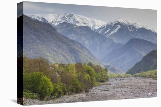 Azerbaijan, Kish. View of the snowcapped Caucasus Mountains.-Walter Bibikow-Premier Image Canvas