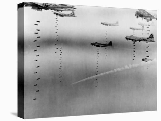 B-17 Flying Fortresses of U.S. 8th Air Force Bombing Dresden in April 17, 1945-null-Stretched Canvas