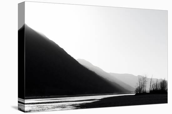 B&W glacial river-Savanah Plank-Stretched Canvas