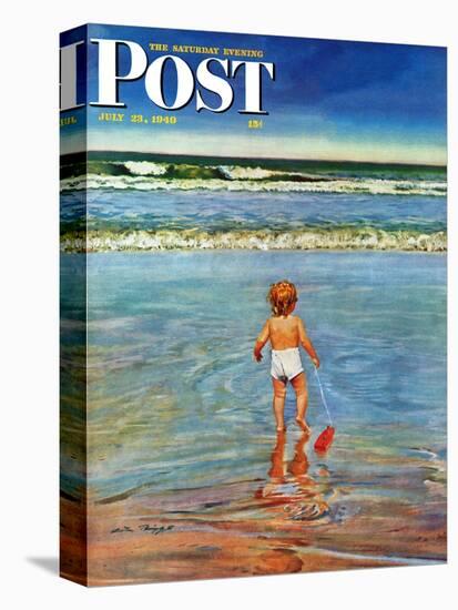 "Baby at the Beach," Saturday Evening Post Cover, July 23, 1949-Austin Briggs-Premier Image Canvas