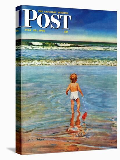 "Baby at the Beach," Saturday Evening Post Cover, July 23, 1949-Austin Briggs-Premier Image Canvas