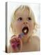 Baby Girl Brushing Teeth-Ian Boddy-Premier Image Canvas