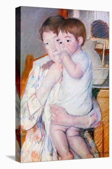 Baby On The Arm of Her Mother-Mary Cassatt-Stretched Canvas