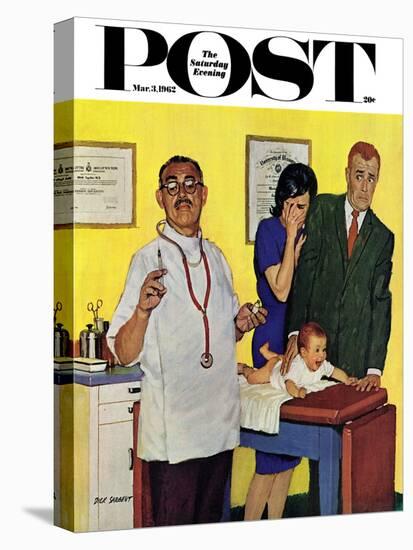 "Baby's First Shot," Saturday Evening Post Cover, March 3, 1962-Richard Sargent-Premier Image Canvas