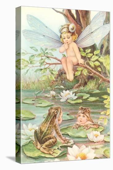 Baby with Dragonfly Wings and Frog Children-null-Stretched Canvas