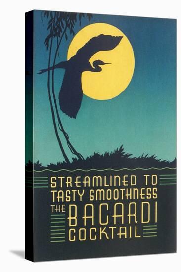 Bacardi Cocktail, Heron in Front of Moon-null-Stretched Canvas