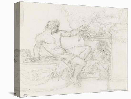 Bacchus assis sur la base d'une colonne près d'une figure assise-Alexandre Cabanel-Premier Image Canvas