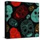 Background with Green, Black and Red Skulls-Alisa Foytik-Stretched Canvas