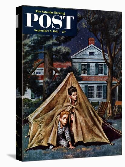 "Backyard Campers" Saturday Evening Post Cover, September 5, 1953-Amos Sewell-Premier Image Canvas