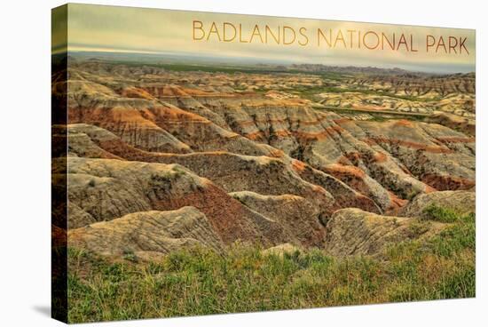 Badlands National Park, South Dakota - Grassy Bluff-Lantern Press-Stretched Canvas