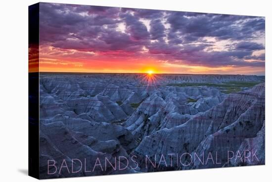 Badlands National Park, South Dakota - Purple Sunrise-Lantern Press-Stretched Canvas